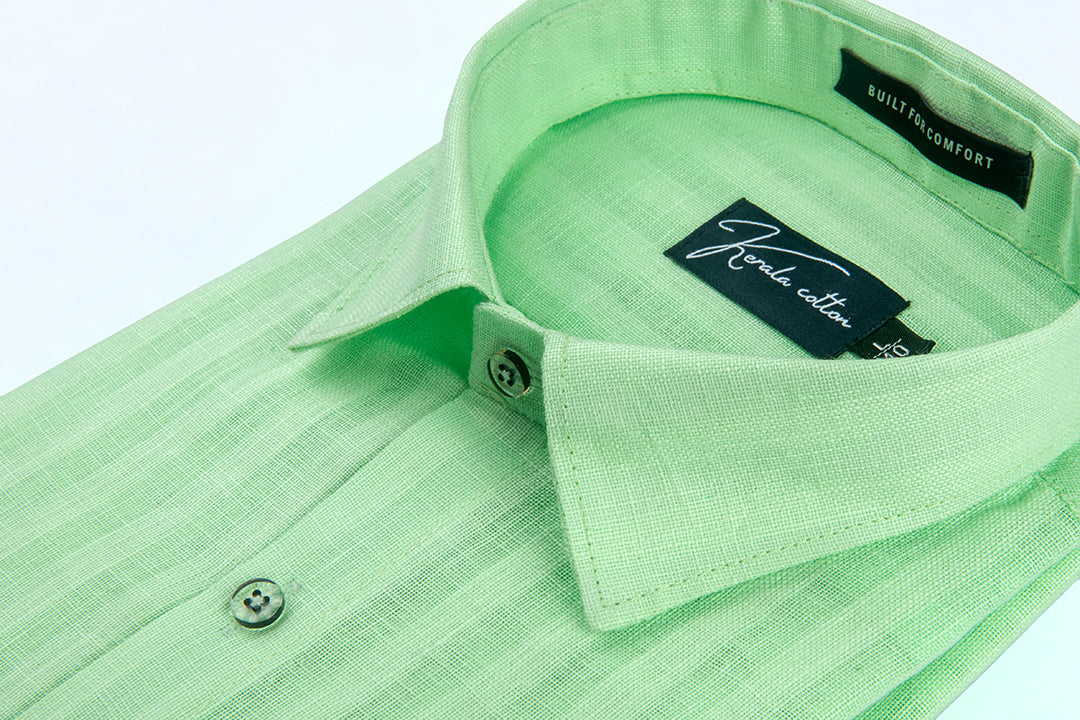 Linen Linning Pista Green Colour Shirts For Men
