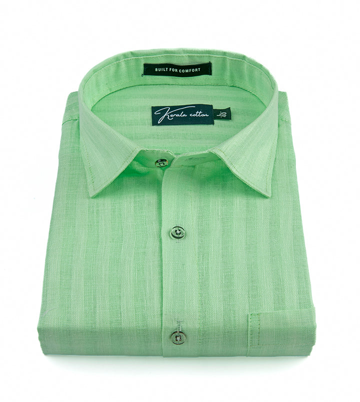Linen Linning Pista Green Colour Shirts For Men