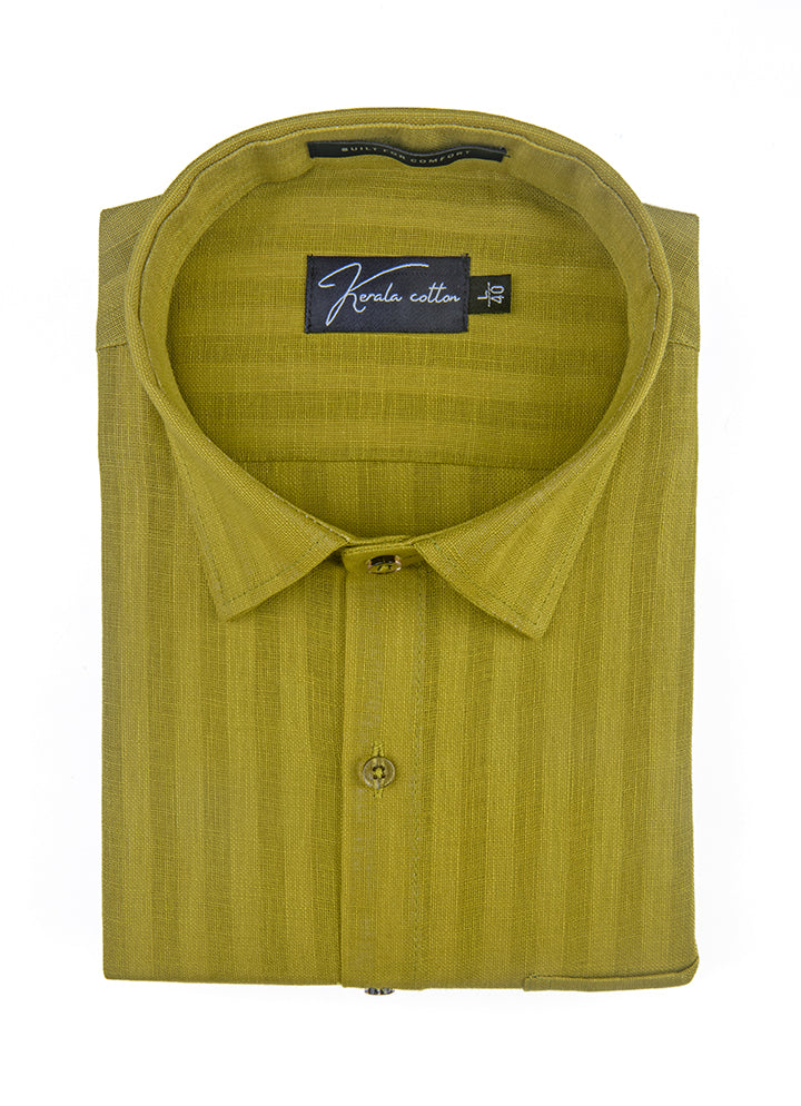 Linen Linning Mahendi Colour Shirts For Men