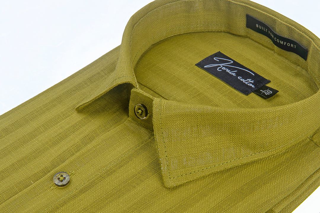 Linen Linning Mahendi Colour Shirts For Men