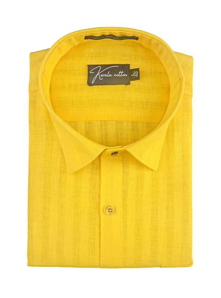Linen Linning Yellow Colour Shirts For Men