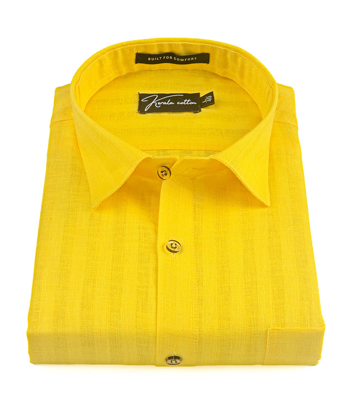 Linen Linning Yellow Colour Shirts For Men