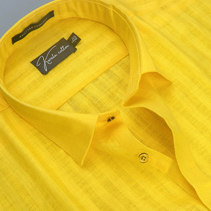 Linen Linning Yellow Colour Shirts For Men