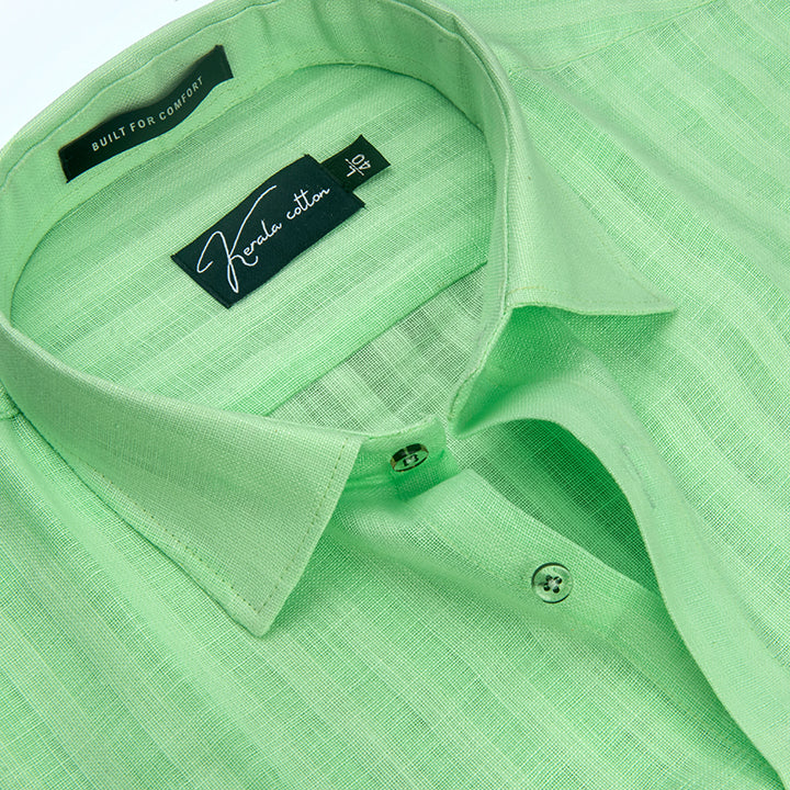 Linen Linning Pista Green Colour Shirts For Men