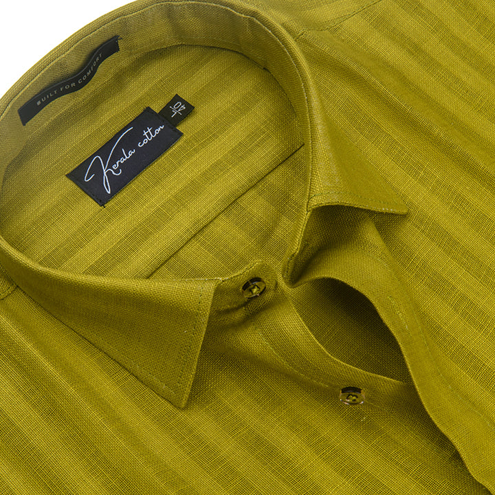 Linen Linning Mahendi Colour Shirts For Men