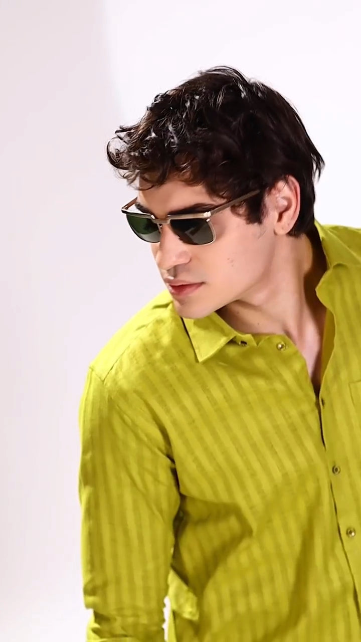 Linen Linning Mahendi Colour Shirts For Men