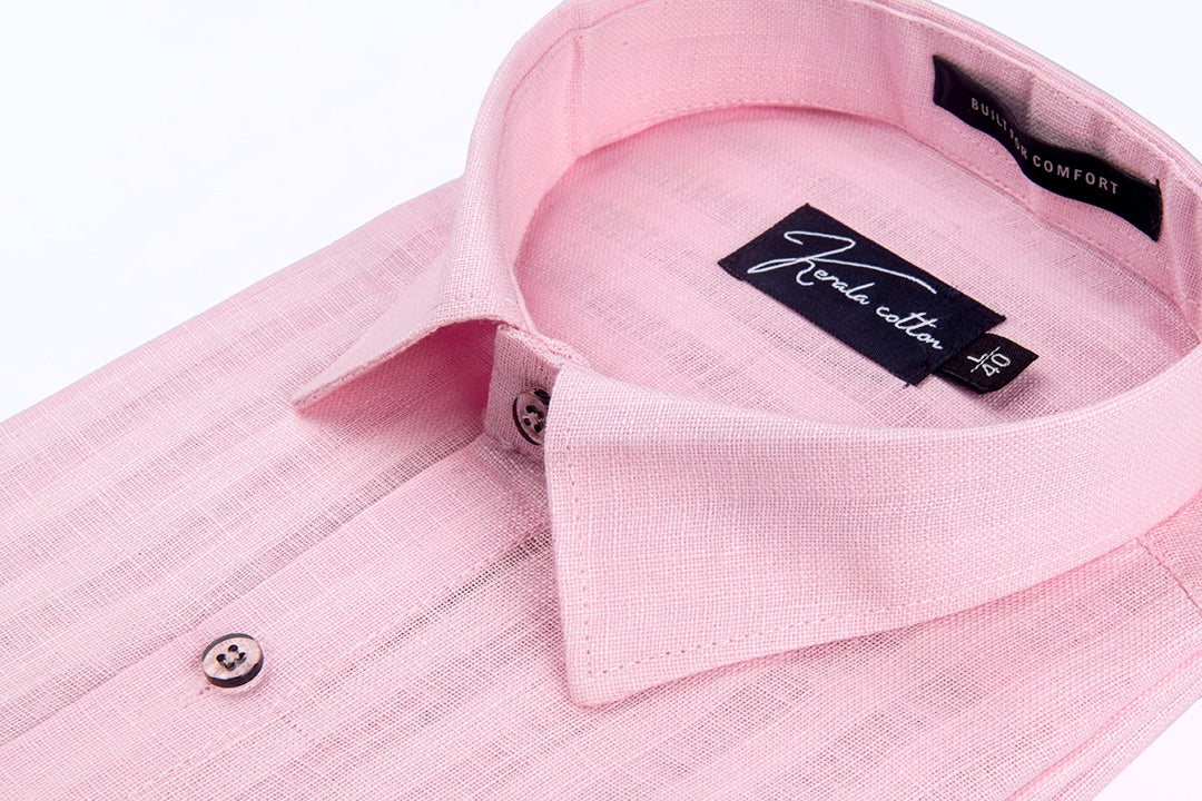 Linen Linning Pink Colour Shirts For Men