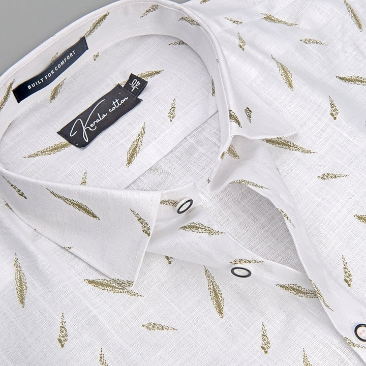 Turkey Linen White with Green Blend Shirts for Men