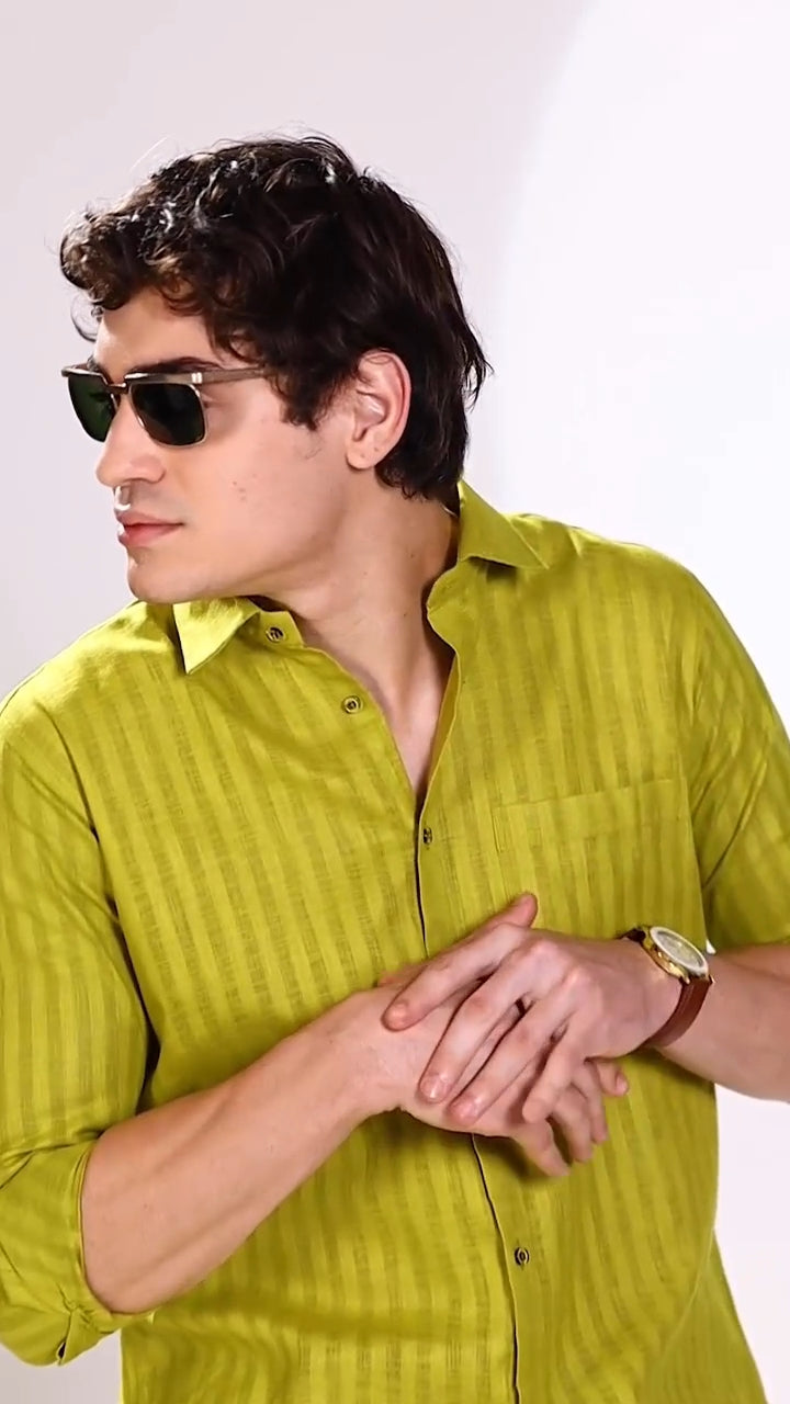 Linen Linning Mahendi Colour Shirts For Men