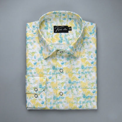 New Italian Linen Lemon with Rama Print Shirts for Men