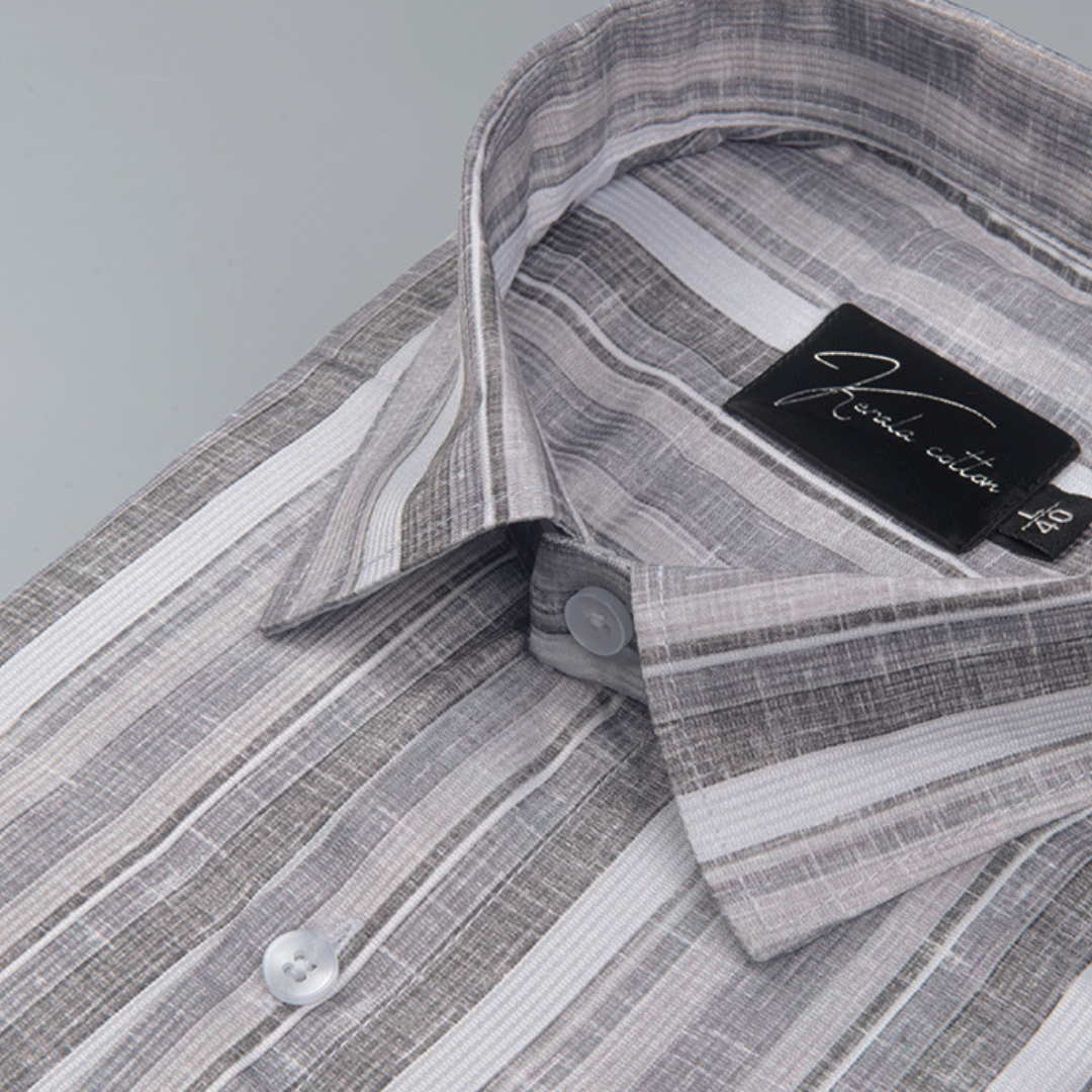 Cord Digital Gray White Patta Print Shirts for Men