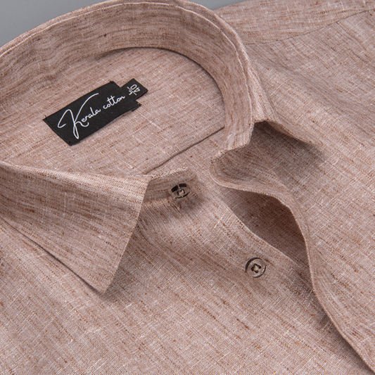 Cotton Linen Light Brown Colour Shirts For Men