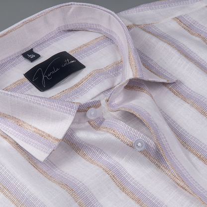Jute White with Lavender Patta Shirts for Men