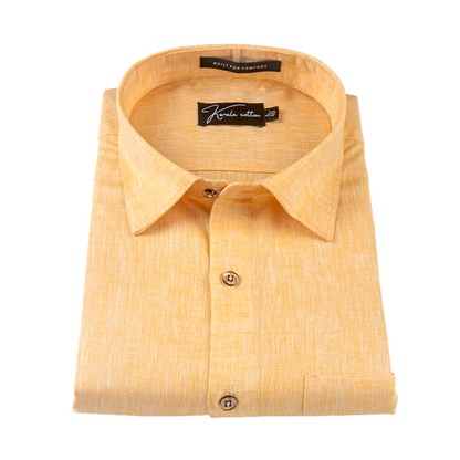 100% Linen Prime Mango Colour Shirts For Men