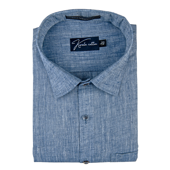 Linen Khadi Blue Colour Shirts For Men