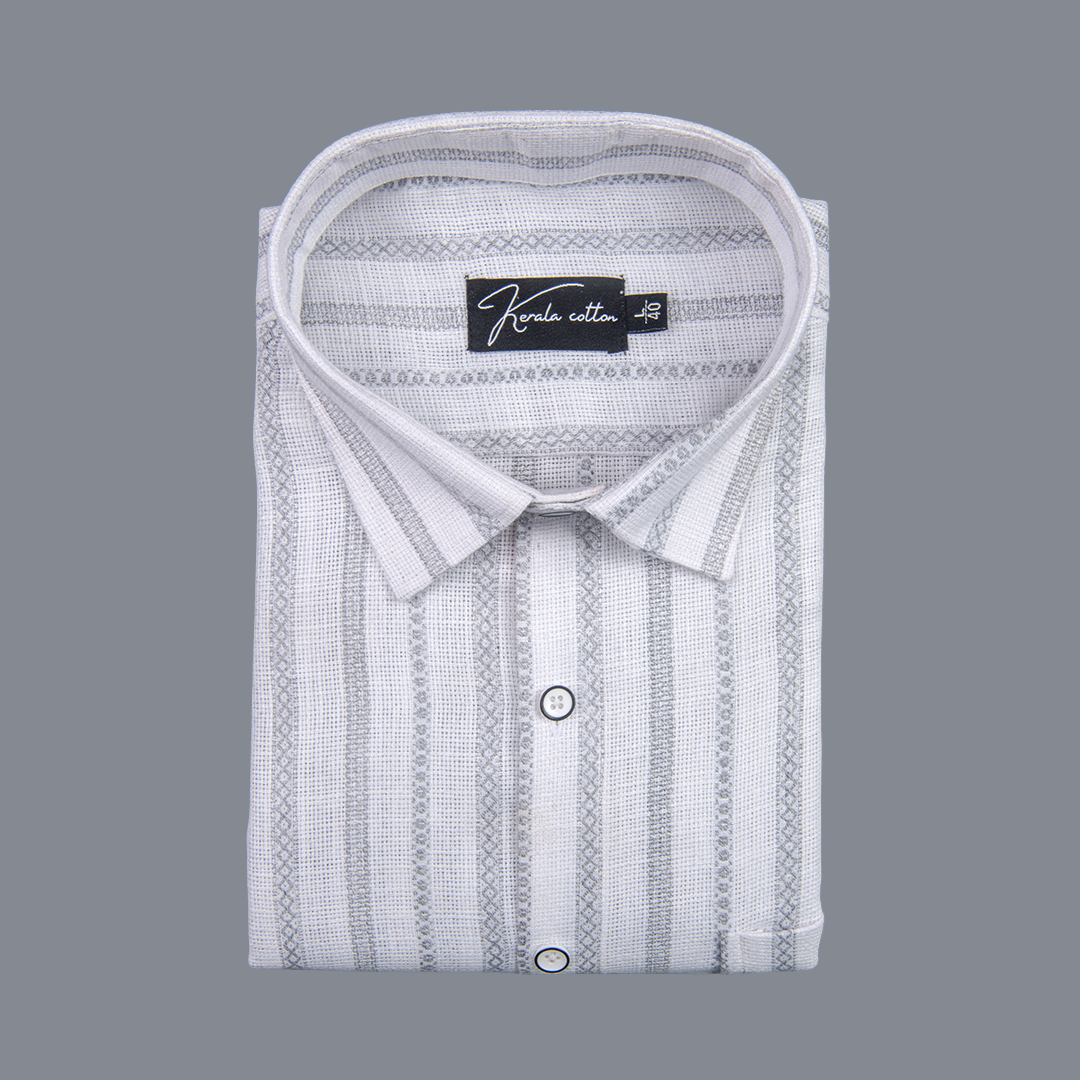 Jute Linen White with Grey Lining Shirts for Men
