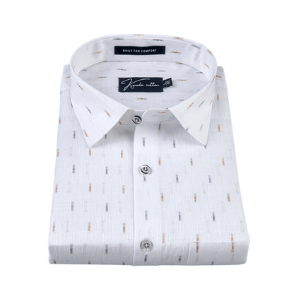 Linen Butta White With Single Line Print Shirts For Men
