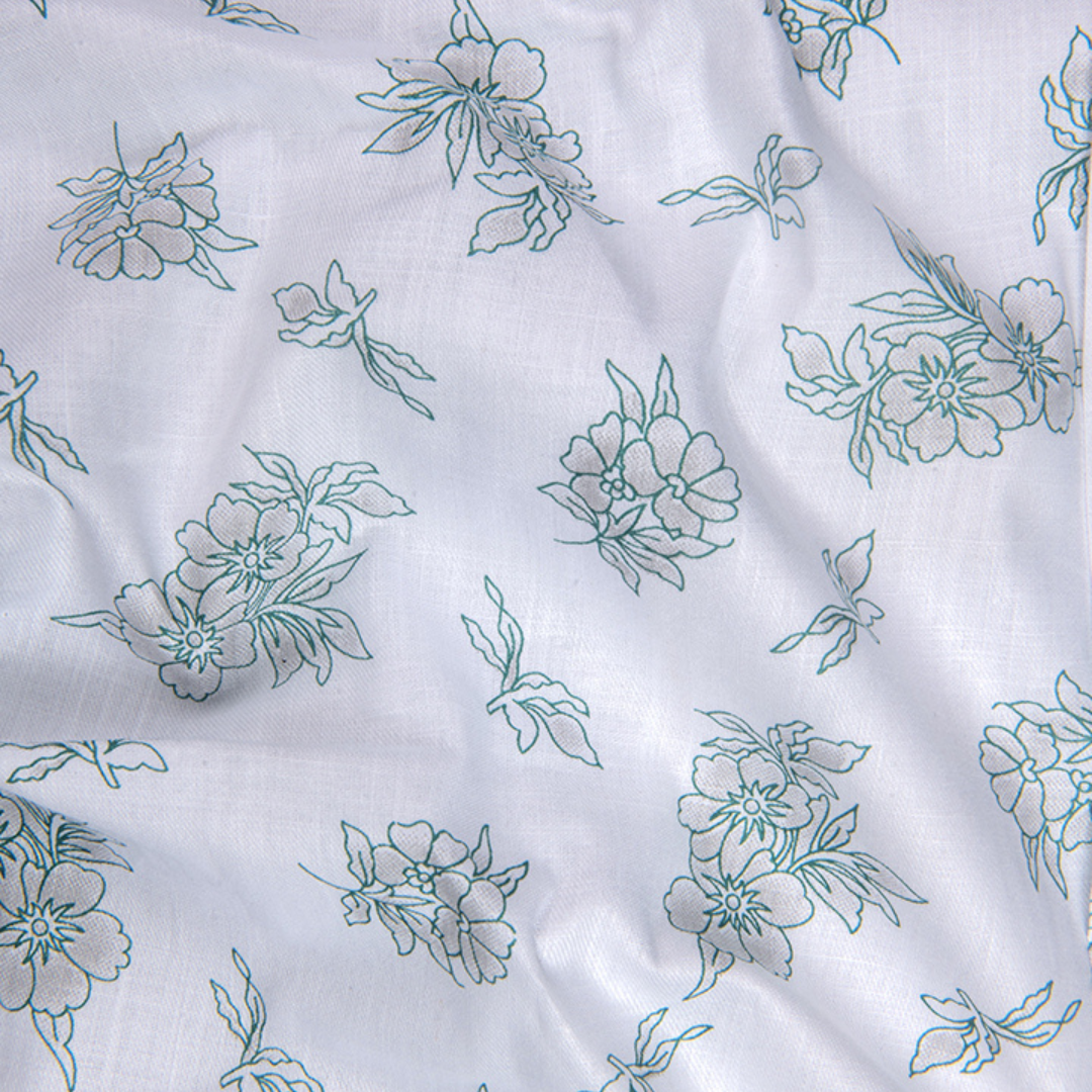 Turkey Cotton White with Green Flower Print Shirts for Men