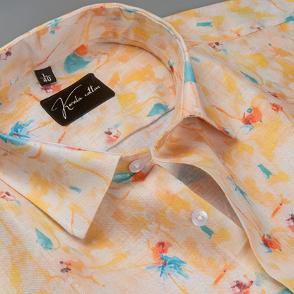 Rusiyano Linen Orange Sky Mix Shirts for Men
