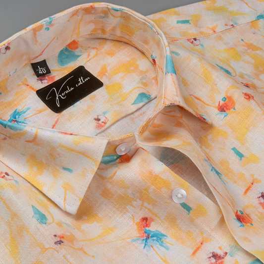 Rusiyano Linen Orange Sky Mix Shirts for Men