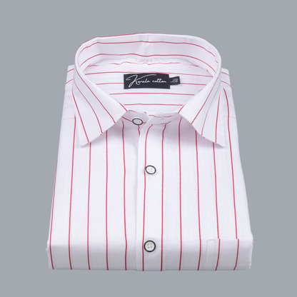 Turkey Linen White with Pink Lining Shirts for Men