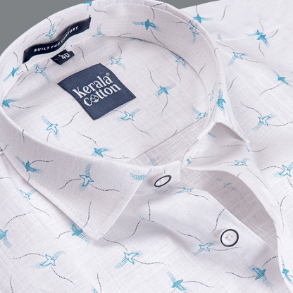 Turkey Linen White With Sky Print