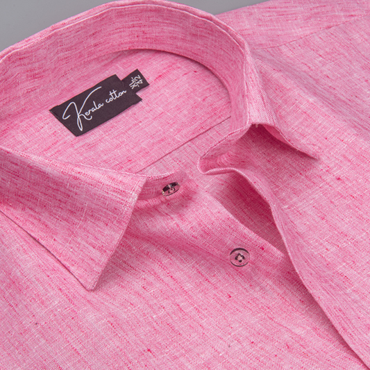 Cotton Linen Pink Colour Shirts For Men