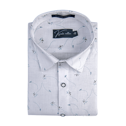 Turkey Linen white With New Sky Flower Print Shirts For Men