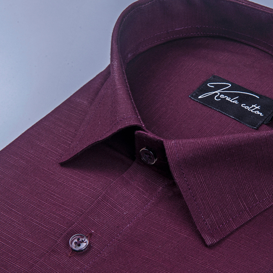 Wine Colour Lining Texture Cotton Shirts for Men