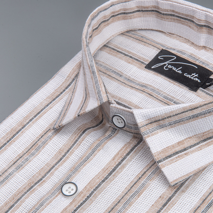 Jute Linen White with Fone Grey Mix Lining Shirts for Men