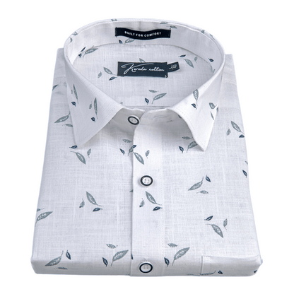 Turkey Linen White With Sky Batel Print Shirts For Men