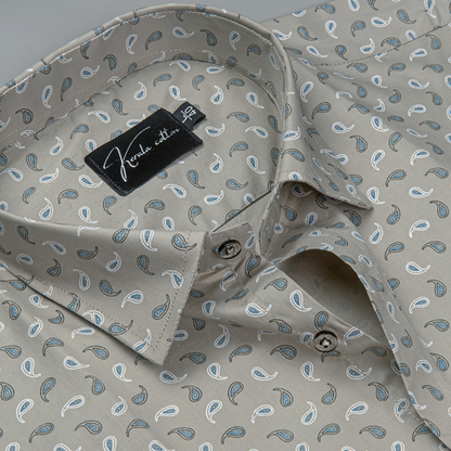 Trident Fone blue Print Cotton Shirts