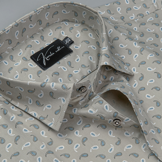 Trident Fone blue Print Cotton Shirts