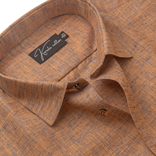 Orange Blue Mix Colour Dual Tone Cotton Shirts for Men