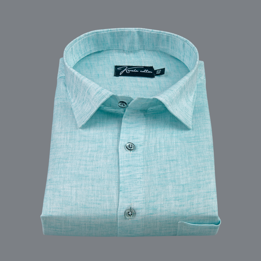 60 Lea Pure Linen Light Rama Blue Colour Shirts for Men
