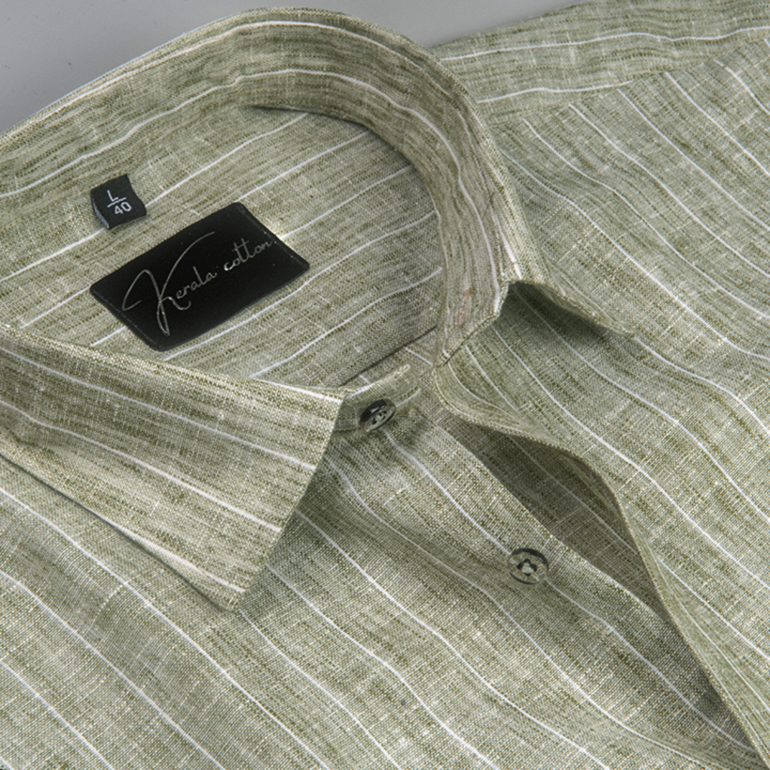 Euro Linen Green with White Lining Shirts for Men