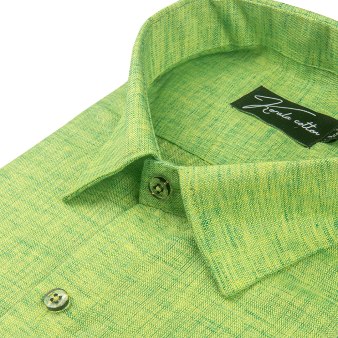 Parrot Green Colour Dual Tone Cotton Shirts for Men
