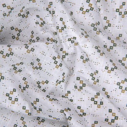 Turkey Cotton White with Bottle Green Box Print Shirts for Men
