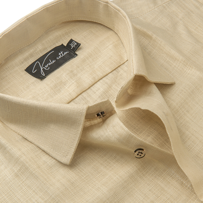 Cream Colour Blended Linen Shirts for Men