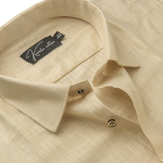 Cream Colour Blended Linen Shirts for Men