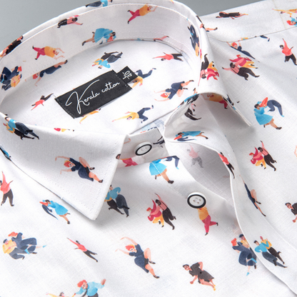 Digital Print White CouplePrint Shirts for Men