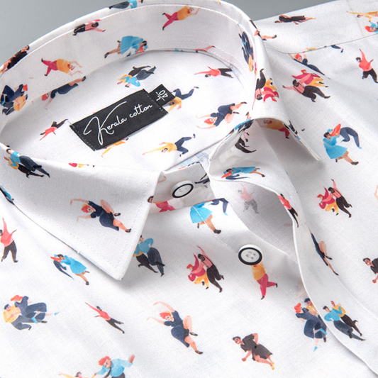 Digital Print White CouplePrint Shirts for Men