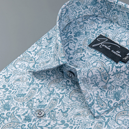 Trident White Rama Colour Cotton Print Shirts