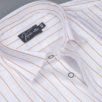 Turkey Linen White with Golden Yellow Lining Shirts for Men