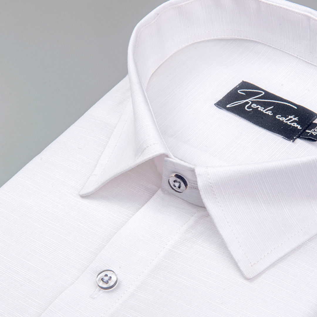 White Colour Lining Texture Cotton Shirts for Men