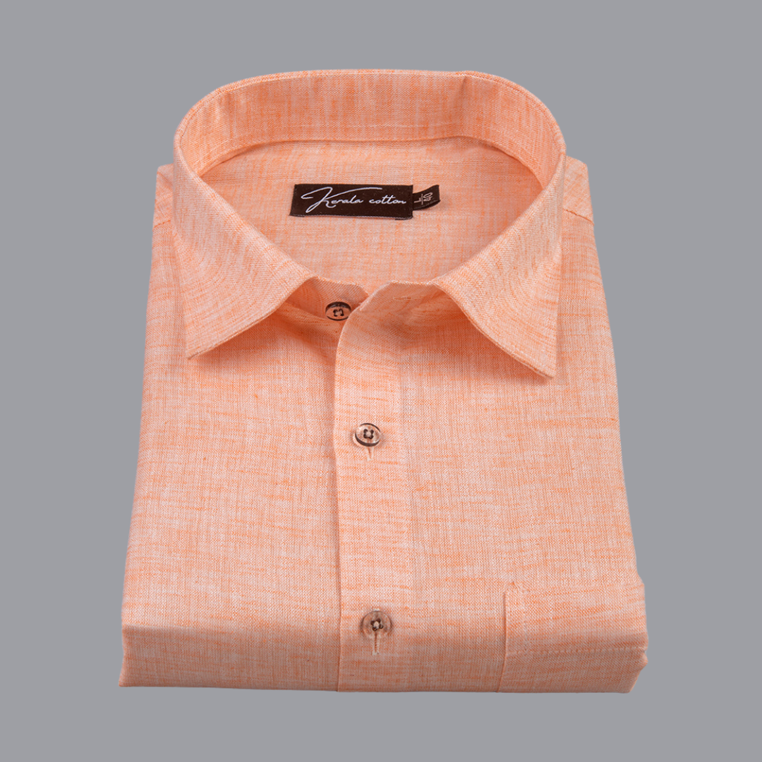 60 Lea Pure Linen Light Orange Colour Shirts for Men