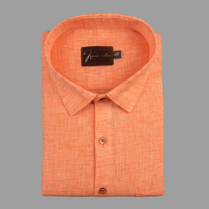Linen Dark Orange Colour Shirts for Men