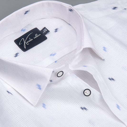 Linen New Butta White with Sky Sparkle Print Shirts