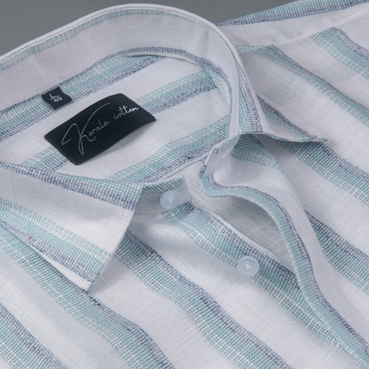 Jute Linen White with Rama Patta Shirts for Men