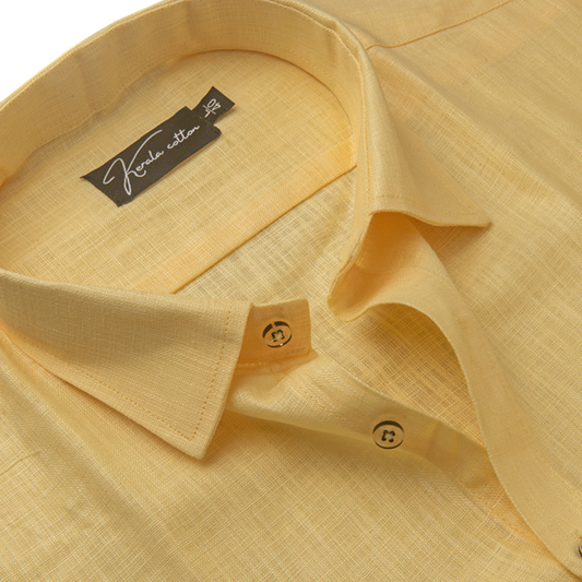 Light Yellow Colour Blended Linen Shirts for Men